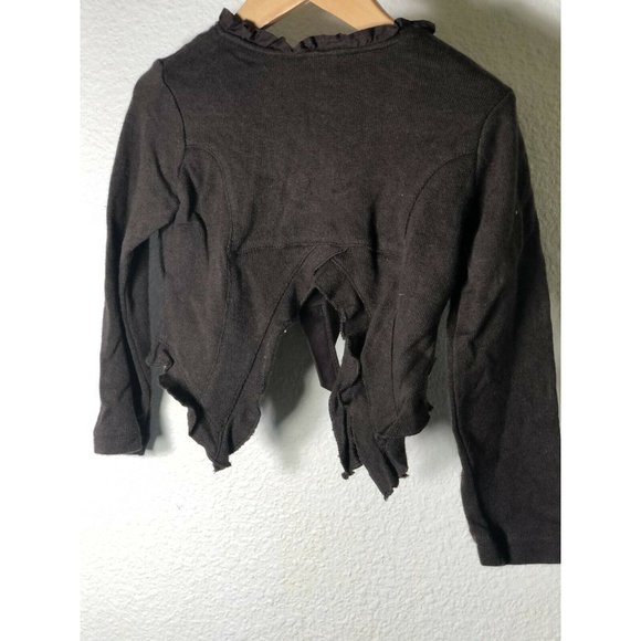 Jottum Girls 3T Brown Bolo Cardigan Sweater Cotton Blend Dutch Euro Bow Ruffle - Picture 3 of 8
